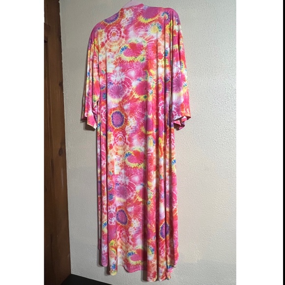 Pink Rainbow Tie Dye Kimono/Duster - Picture 2 of 4